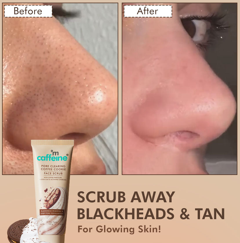 Pore Clear Coffee Cookie Face Scrub for Blackheads & Tan Removal - 100gm