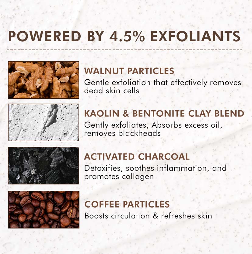 Pore Clear Coffee Cookie Face Scrub for Blackheads & Tan Removal - 100gm