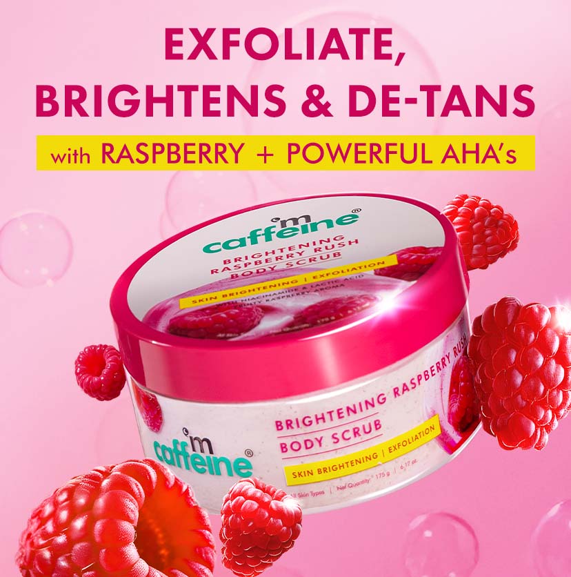 Brightening Raspberry Body Scrub with AHAs, Niacinamide | Vit C Rich - 175g