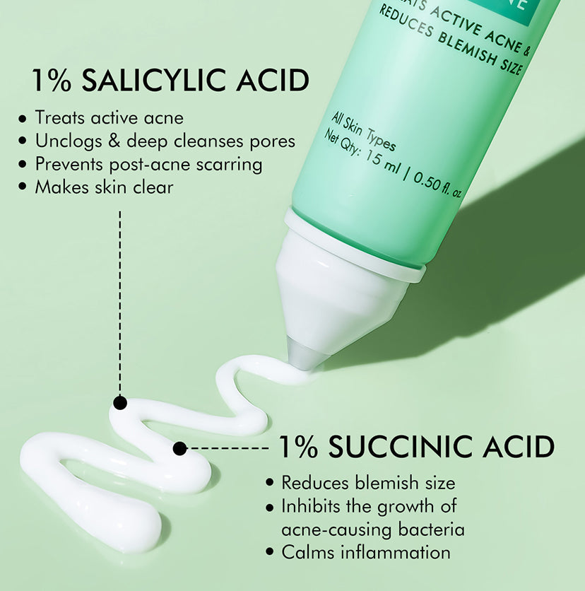 1% Salicylic Acid 1% Succinic Acid Acne Arrest Spot Corrector with Matcha Tea-15 ml