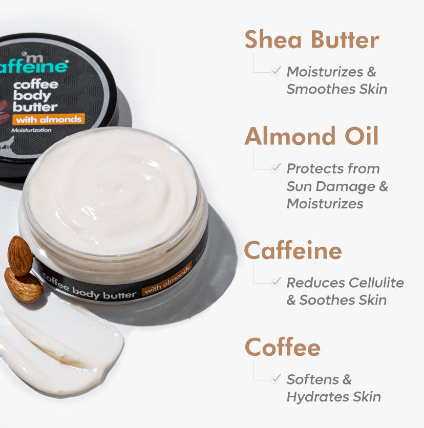 Coffee & Almond Body Butter with Shea Butter for Deep Moisturization & Smooth Skin - 100 gm