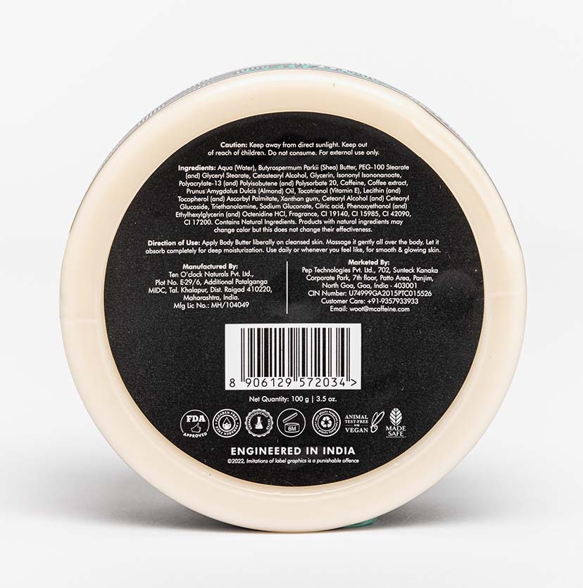 Coffee & Almond Body Butter with Shea Butter for Deep Moisturization & Smooth Skin - 100 gm