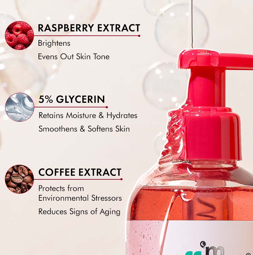 Brightening Raspberry Body Wash | Vitamin C Rich | 300 ml | Pack of 3